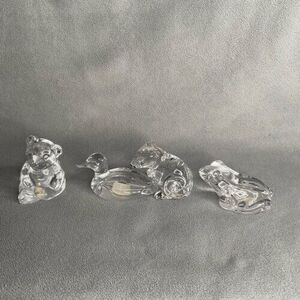 Princess House Pets 24% Lead Crystal Lot of 4 Duck Frog Bear Rat Figurine 3"X2"